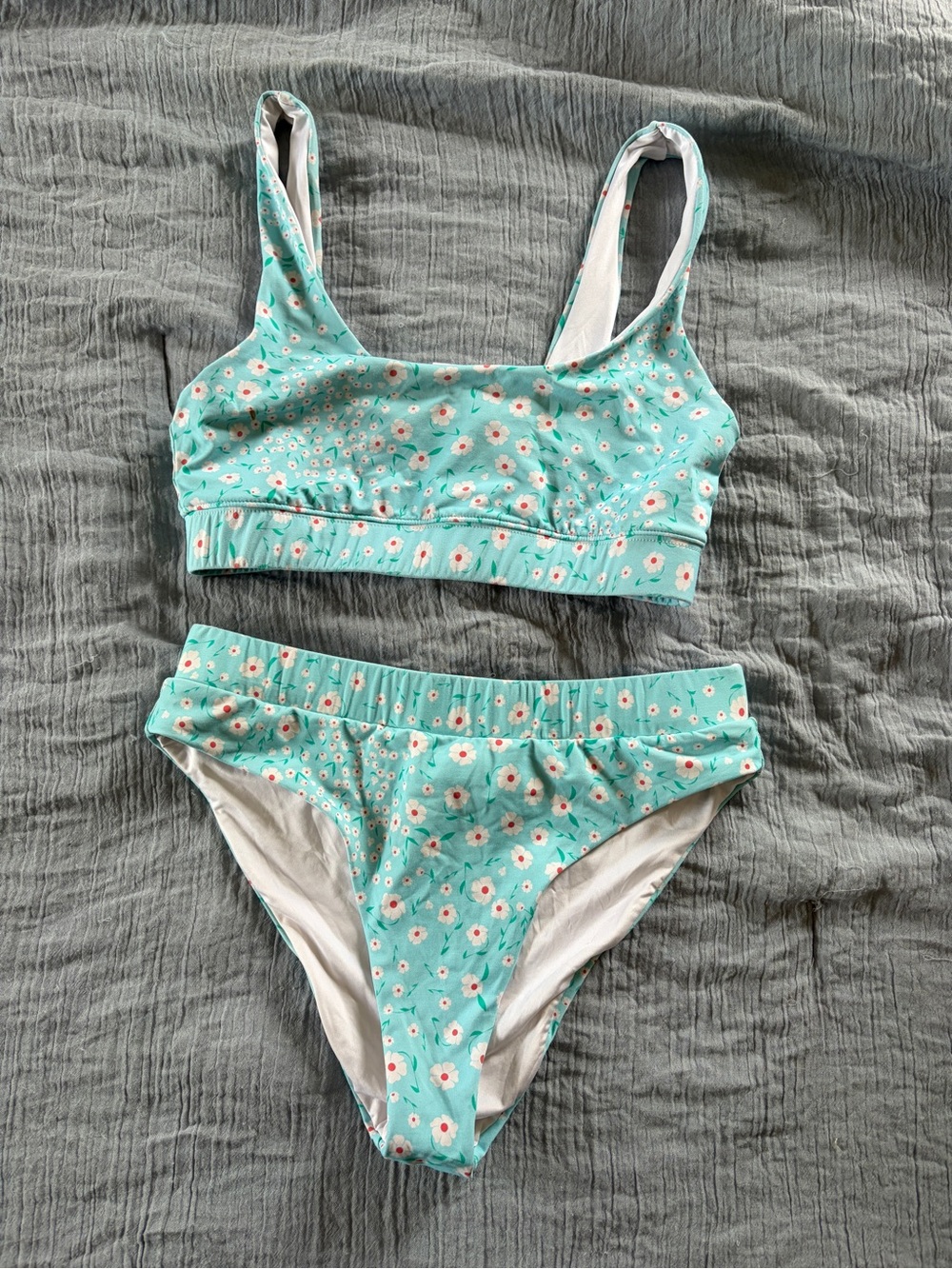 Bright Swimwear Turquoise Floral Print Bikini Set - Daisy Two-Piece